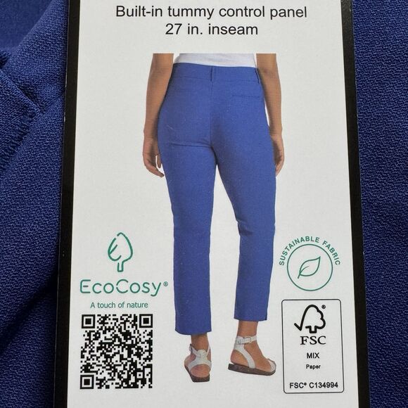 Hilary Radley Womens Size XL Mazarine Blue Mid Rise Built-in Tummy Control Pants - Picture 15 of 15